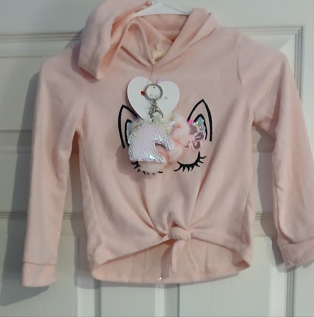 btween Size 6 Pink Long Sleeve Hoodie With Scrunchie And Charm